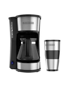 BLACK+DECKER Cafetera 4 en 1, con Vaso Personal y Filtro Permanente con Jarra de Vidrio, 5 Tazas, CM0755S-MX