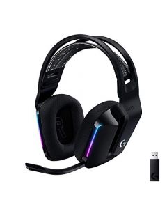 Logitech G733 LIGHTSPEED Audífonos Inalámbricos Gaming, LIGHTSPEED, RGB LIGHTSYNC, tecnología de micrófono Blue VO!CE, batería de 29 horas, tecnología DTS Headphone:X 2.0., PC, PS4 - Negro