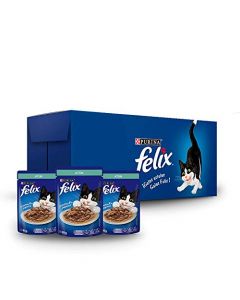 Purina Felix Pouches Alimento Húmedo Sabor Atun, Paquete con 24 Pzas de 85g