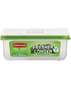 Rubbermaid FreshWorks Produce Saver, Large Short Produce Storage Container, 11.3-Cup