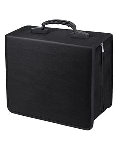 Siveit Carpeta de CD/DVD, soporte para cajas de CD y DVD de 400 capacidades, caja de almacenamiento para libros de CD/DVD (carpeta blanca, negro)