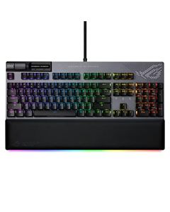 ASUS ROG Strix Flare II - Teclado para Juegos 100% RGB - Intercambiable en Caliente, interruptores lineales Azules ROG NX, visualización LED Personalizable, Teclas PBT, Espuma amortiguadora acústica,