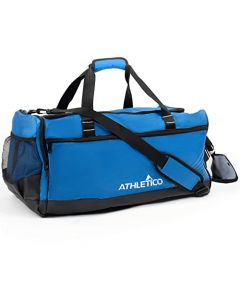 Athletico Sideline - Bolsa de fútbol para baloncesto, voleibol y fútbol, incluye compartimento para tacos separados para hombres y mujeres, Azul, Una talla, Bolsa de lona