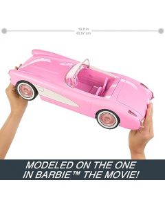 Hot Wheels - Barbie Corvette Rc, Coche De Juguete Con Control Remoto Que Funciona Con Pilas De Barbie The Movie, Tiene Capacidad Para 2 Muñecas Barbie, El Maletero Se Abre Para Guardarlo