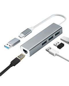 HEEDU Adaptador USB C a Ethernet, Adaptador Ethernet USB C a RJ45 Thunderbolt 3, LAN de Red 10/100Mbps para MacBook Pro, MacBook Air, iPad Pro, Surface, Huawei Matebook, DELL XPS y más