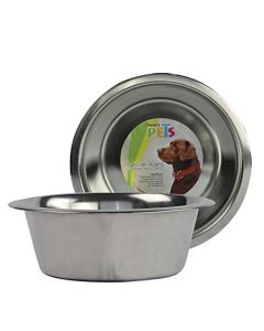 Fancy Pets Plato de Acero Inoxidable Antiderrapante para Perro con 64 Onzas o 1.8 Kilos