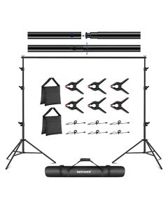 NEEWER Kit de Soporte de Fondo Ajustable de 8,5 x 10 Pies, Sistema de Soporte de Fondo de Fotografía con 4 Barras Transversales,6 Abrazaderas de Resorte,6 Clips Fondo,2 Bolsas de Arena y de Transporte