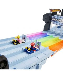 Hot Wheels, Mario Kart, Pista de Juguete para Niños, Senda Arcoíris, con 2 Karts Incluidos, 4+ Años