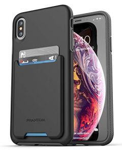 ENCASED - Funda tipo portafolios para iPhone Xs Max (2018) con soporte para tarjetas (capacidad de 3 tarjetas de crédito) (negro)