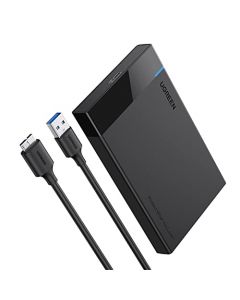 UGREEN 2.5 Carcasa de Disco Duro , Caja de Disco Duro USB 3.0 con UASP,para 2.5 HDD SSD SATA I/II/III de 7mm 9.5mm,6TB MAX con 50cm Cable Compatible con MacBook, PS5, Xbox X/S, PS4, Samsung-Negro