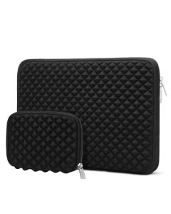 MOSISO Funda Protectora Compatible con MacBook Air/Pro,13-13.3 Pulgadas Portatil,Compatible con MacBook Pro 14 M3 M2 M1 2024-2021,Neopreno Bolsa Diamante Espuma con Pequeño Caso,Negro