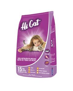 HI CAT Alimento para Gatos de Todas Las Edades 15kg con omegas 3 y 6. Taurina y minerales orgánicos para la Mejor absorción de nutrientes.