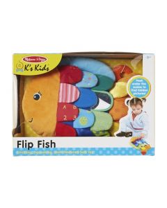 Melissa & Doug K’s Kids Pescado Flip, Juguete Sensorial Para Bebés, Juguete de Desarrollo con Cola con Sonajero, Espejo Irrompible y Telas Lavables