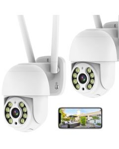 AXIDUN 2 Cámara de Seguridad Exterior WiFi Inalambrica HD 1080P, Camaras de Seguridad Inalambricas con Vision Nocturna y Audio, Panorama de 360°, Compatible con iOS y Android, Funciona con Alexa.