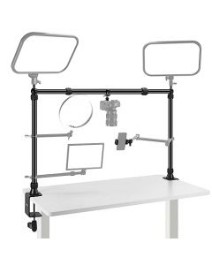 NEEWER Overhead Cámara Mount Rig con Super Clamp de Doble Cabezal/Soporte paraTeléfono y Escritorio, Plataforma Montaje de Dispositivos para Iluminación Fotografía, Carga Máxima 26.5lb/12kg, NK002