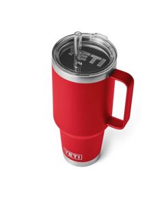 YETI Rambler - Taza de paja de 40 onzas, aislada al aspiradora, acero inoxidable, color rojo rescate