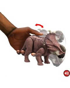 Mattel Jurassic World Dinosaurio de Juguete Rugido Salvaje Pachyrhinosaurus para niños de 4 años en adelante