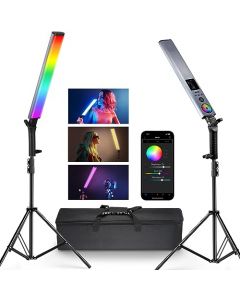 NEEWER BH-30S Barras LED RGB Luz Fotografia 2 Pack Kit con Soportes, Mezclador de Tonos Táctil RGBWW de 360°/Control de 2,4G & App, 2500K-10000K, CRI TLCI 97+, 7,4V/31Wh Batería Varita Foco de Video