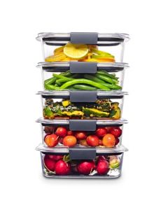 Rubbermaid Brilliance - Recipiente para alimentos, 3.2 tazas, paquete de 5, Transparente, 3.2 Cup, 5-Pack, 1, 5