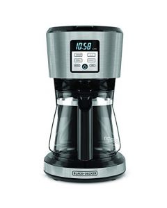 Black+Decker CM1331S-LA Cafetera Programable Black + Decker con Filtro Permanente y Sistema de Goteo en Vórtice, 12 Tazas, CM1331S-LA, color, Negro, pack of/paquete de 1