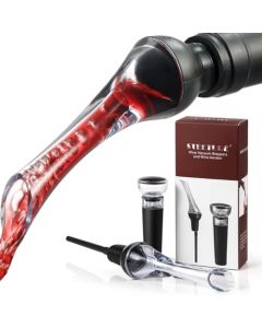 STEETURE - Aireador de vino para vino tinto con tapón de bomba de aspiradora, decantador de vino con aireador mejora el sabor y preserva la frescura, accesorios de bar para el hogar, regalo de vino