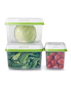 Rubbermaid Contenedores ahorradores de Productos de 6 Piezas para refrigerador con Tapas para Almacenamiento de Alimentos, Apto para lavaplatos, Transparente/Verde