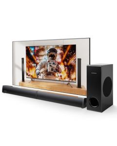 MEREDO Barra de Sonido 2 en 1 de 180W con subwoofer Desmontable Barras de Sonido de 2.1 canales para TV Juegos de PC HD-ARC/BT 5.4/óptica/AUX/USB Conexión 5 Modos EQ 12L Graves Profundos