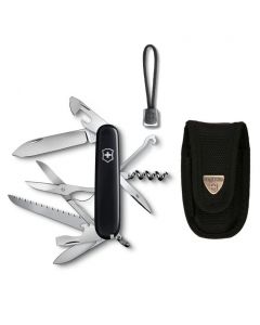 Victorinox Navaja Huntsman Negro, Con Funda Y Cordón