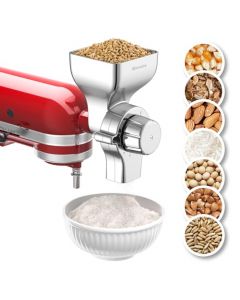 Accesorio de molino de grano de metal para batidora de soporte Kitchenaid, molinillo de harina de 12 niveles para el hogar, apto para moler trigo, maíz, avena, trigo sarraceno, mijo y otros cereales