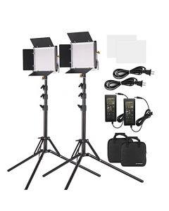 2 Pack Luz de Video LED 660 Bombillas LED Panel de Luz Bicolor 3200-5600K CRI 85+ , 78,7 pulgadas Kit de Luces para Fotografía Regulables, con Soporte en U y Barndoor para Fotografía de estudio Video