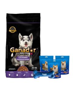 Ganador Premium Alimento seco para Perro Cachorro 20kg mas Paquete Regalo HT24