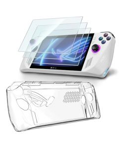 Protector de visualización (3+1 unidad), compatible con ASUS ROG Ally Handheld 7" 2023, película de vidrio templado antiarañazos, alta definición y mango de TPU transparente