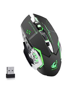 E T EASYTAO Gaming Mouse Inalámbrico Recargable Ratón Óptico 6 Botones Programables, Clic Silencioso, 3 dpi Ajustable, Receptor Nano, Diseño Ergonómico para PC, Computadora, Windows, Mac