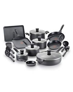 T-fal Everything in Kitchen - Juego de utensilios de cocina aptos para lavaplatos, 20 piezas, color negro