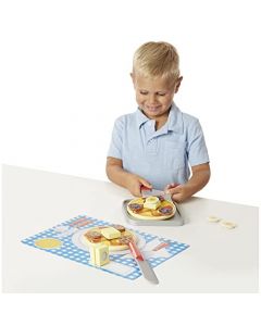 Melissa & Doug Juego de Panqueques de Voltear y Servir (19 Piezas) - Comida de Madera para Jugar a Desayunar