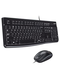 Logitech MK120 Combo Teclado y Mouse con Cable para Windows, Mouse óptico con Cable, Teclado Tamaño Normal, USB Plug-and-Play, Compatible con PC, Laptop - Negro