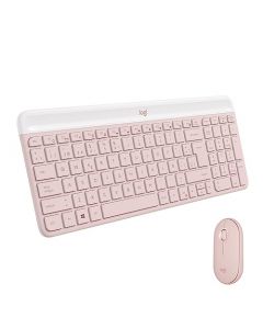 Logitech MK470 Combo Teclado y Mouse Inalámbricos para Windows, Receptor USB 2.4 GHz, 12 Teclas FN, Minimalista y Estilizado, para Windows 10,11 o Posterior, Funciona con Surface - Rosa