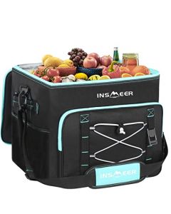 INSMEER Bolsa hielera Grande de 90 latas/55 L, hielera portátil de Suaves con Correa para el Hombro, Enfriador Plegable a Prueba de Fugas para Camping