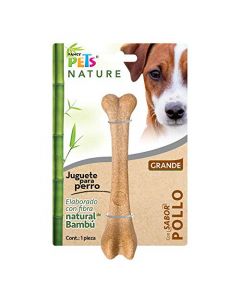 Fancy Pets JUGUETE HUESO GDE DE BAMBU SABOR POLLO NATURE.