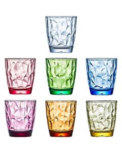 Pobllem Juego de 6 copas de vino sin tallo de acrílico de primera calidad, irrompibles, sin BPA, vasos de zumo de colores mezclados para camping, restaurante, piscina, fiesta