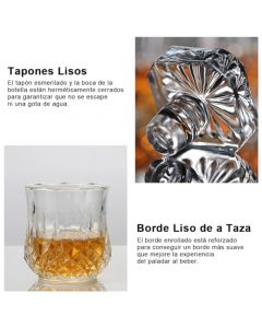 Vasos de Vidrio para Whisky con Decantador de Cristal 750ml, 6Pzs Vasos de Licor para Whiskey (290 ml), Juego Decantador de Whisky y Vasos de Escocés Coñac Bourbon Tequila Caja Regalo para Hombre Papá