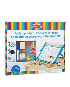 Melissa & Doug Caballete Deluxe de Doble Cara Para Mesa, Pizarra de Tiza/Borrado en Seco, Artes y Manualidades (42 Piezas, 44.45 cm alto x 52.705 cm ancho x 6.985 cm largo)