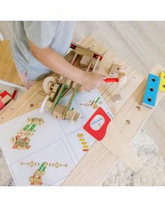 Melissa & Doug Banco de Trabajo Para Proyectos de Madera con Estante de Almacenamiento, Juego de Construcción, Juguete de Madera, Juego de Imitación (66.04 cm alto × 47.625 cm ancho x 60.96 cm largo)