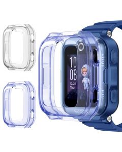 Suoman 2 Piezas Funda para Huawei Watch Kids 4 Pro, [No Protector Pantalla] Cubierta Protectora del Parachoques Integral TPU Funda Protectora para Huawei Watch Kids 4 Pro (Azul+Transparente)