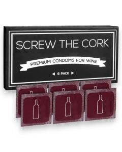 Screw The Cork, Tapones de botella de vino estilo condón, sello de goma hermético para vino fresco, regalos divertidos de vino y novedad regalo mordaza, juego de 6, ideal para despedidas de soltera, cumpleaños y Navidad