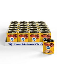 PEDIGREE Alimento para Perros Adultos, Sabor Res En Filetes 375 Gr, Paquete De 24 Latas