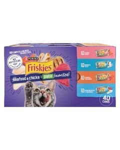 Purina Friskies Pate Seafood & Chicken Wet Cat Food Variety Pack - Forty (40) 5.5 oz. Cans