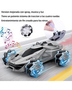 SCHIB Coche Teledirigido con Spray de Niebla/Música/Luces, RC Stunt Car Recargable,Rotación Automática de 360 ​​° de RC Car,Coche de Alta Velocidad Todoterreno 4WD,Regalos del Dia del Niño/Navidad/