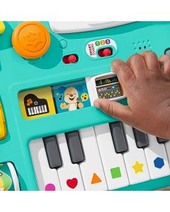 Fisher-Price Rie y Aprende Juguete para Bebés Mesa Musical Aprende Conmigo Incluye Luces Multicolores y 12 Atractivas Actividades de motricidad Fina para bebés de 6 Meses en adelante