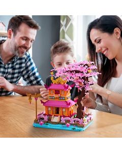 YUJNS - Juego de microbloques de arquitectura de casa de árbol de Sakura, bonsái japonés, mini ladrillos de construcción, kit de modelo de regalo para niños y adultos, 1810 piezas (con 2 cifras)